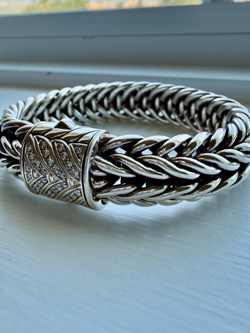 John Hardy Silver Braided Chain Bracelet